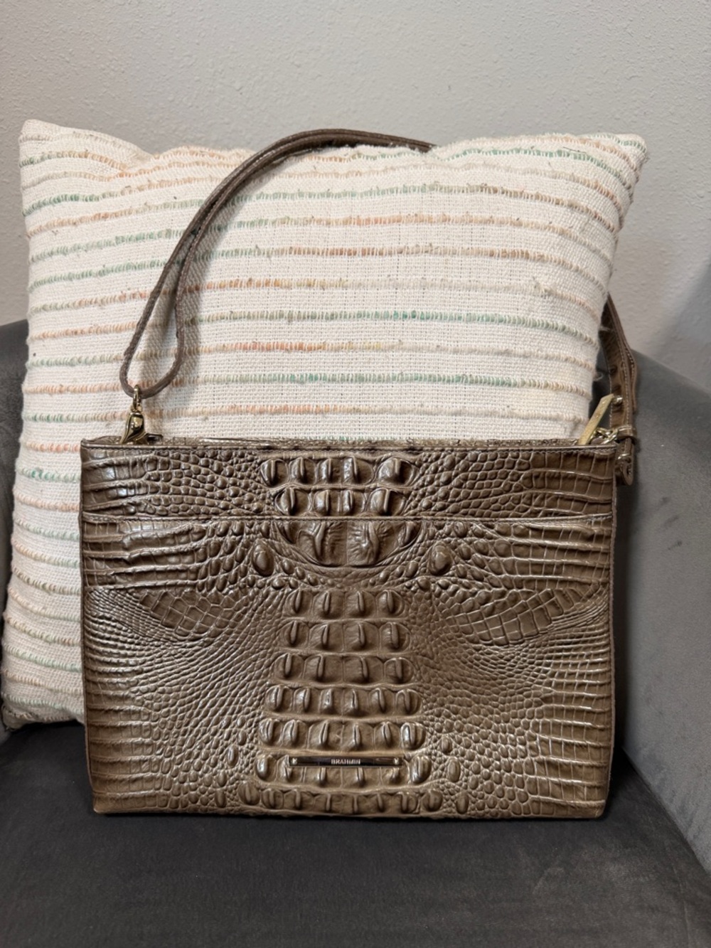Brahmin Remy Brown Croc-Embossed Bag Purse